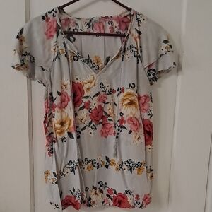 Old Navy Floral Women's Blouse - Pink and Yellow